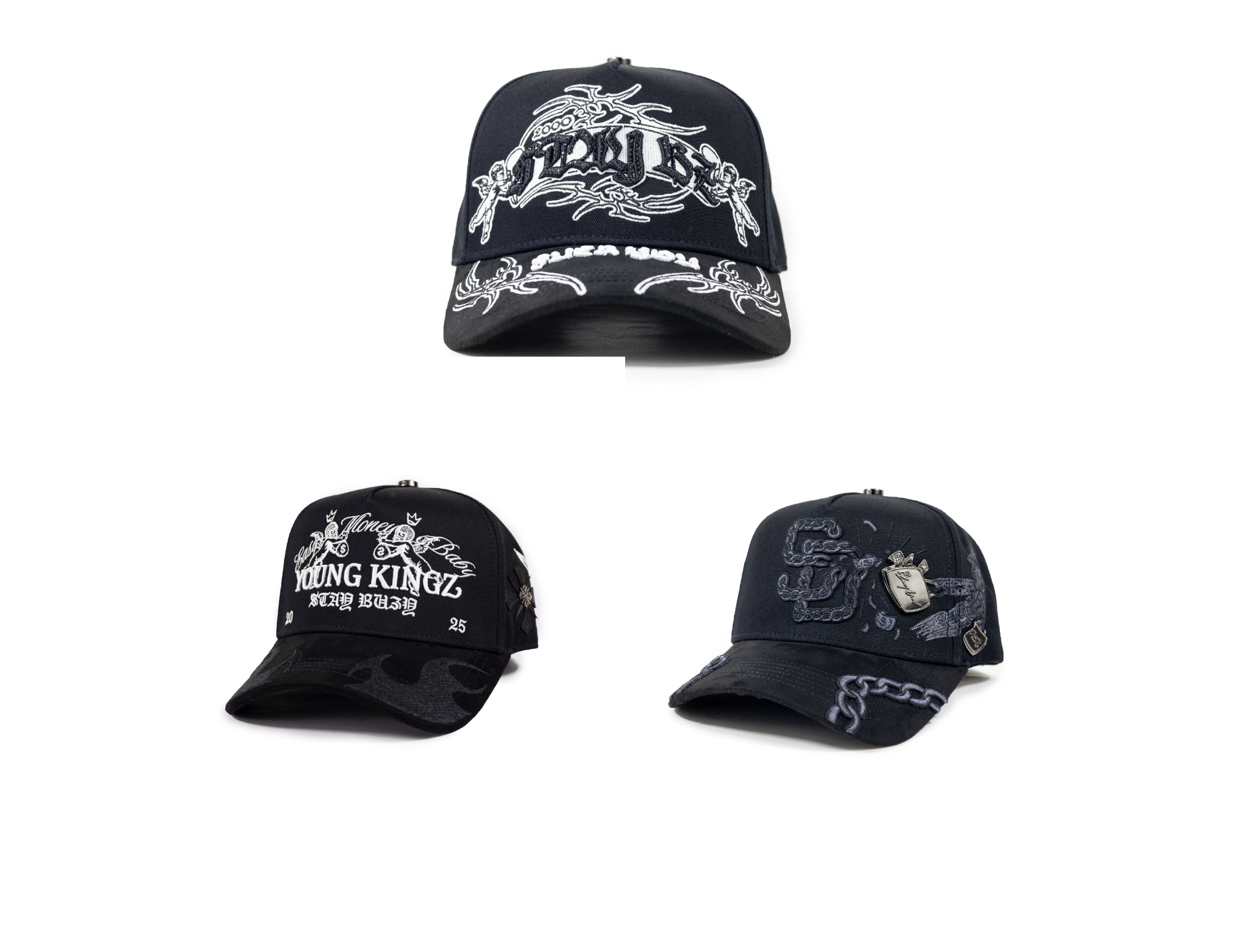 PROMO 850 c/u 3 Gorras Baez f you Stay Buzy, Baez x Myke towers Easy Money Baby, SD Astro Black Originales