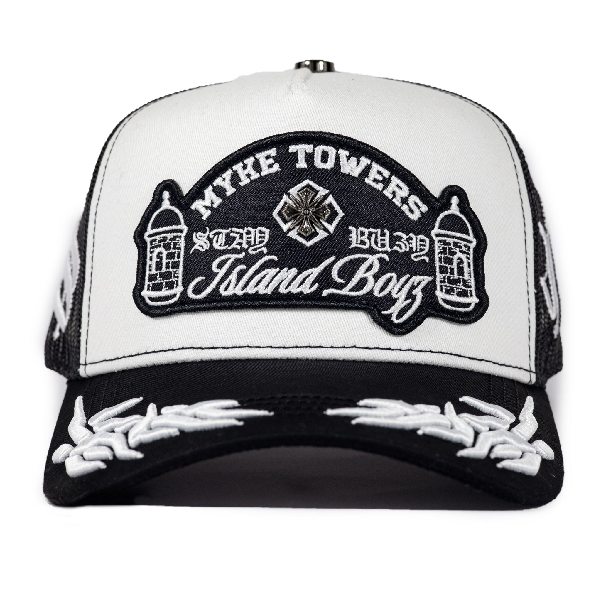 Gorra Baez X Myke Towers Island Boyz blanca Original Adriano Zendejas