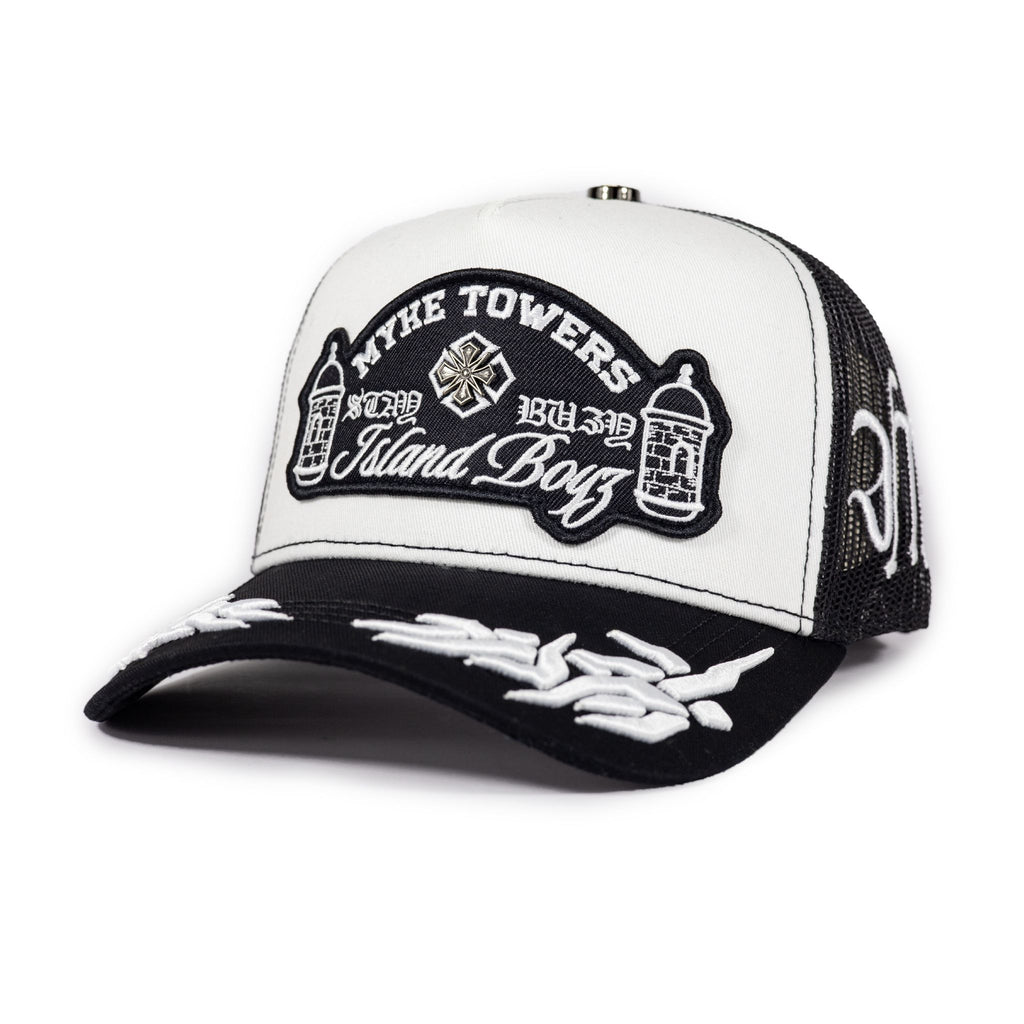 Gorra Baez X Myke Towers Island Boyz blanca Original Adriano Zendejas